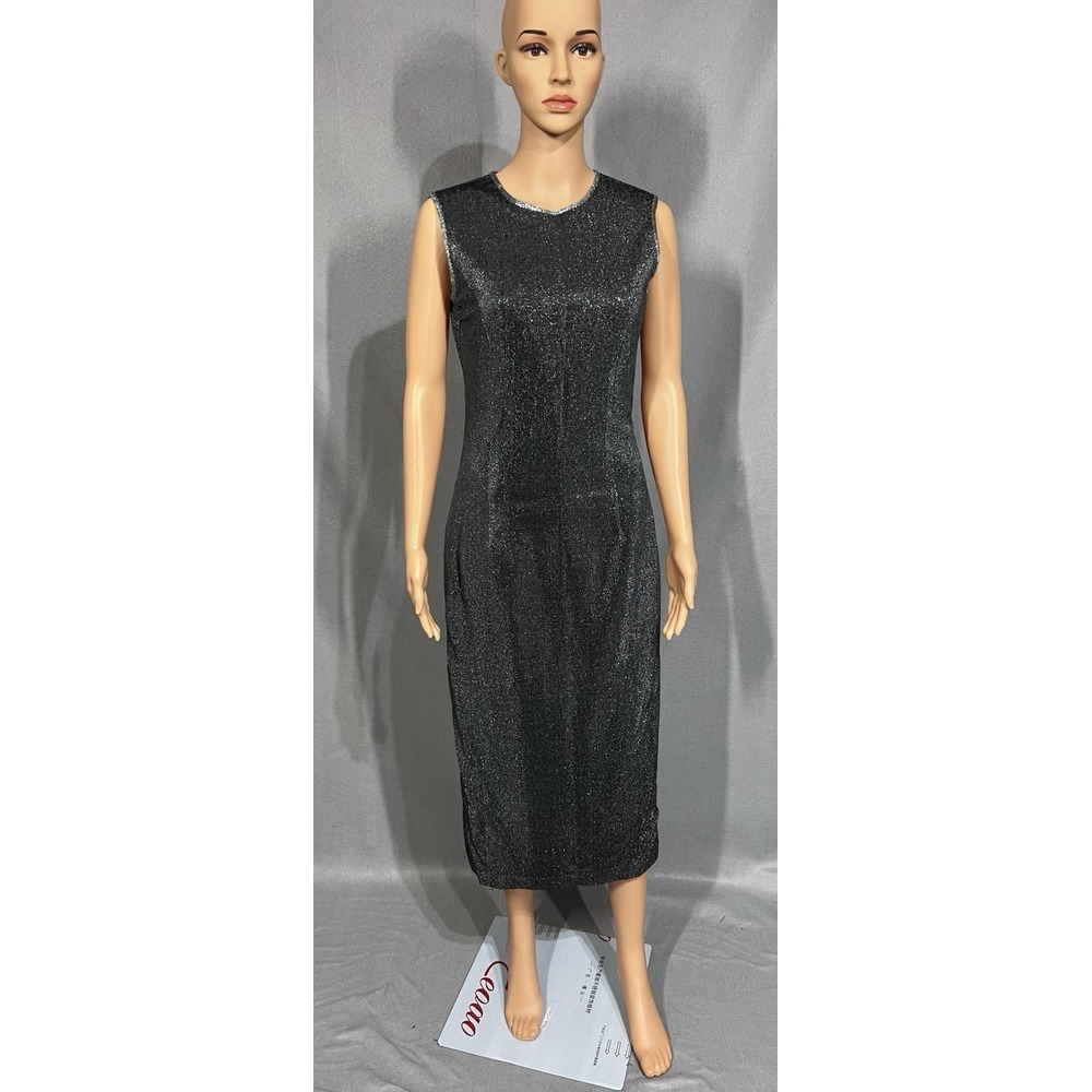 Santa Fe Glimmer Silver Sheath Dress Size 4 - Picture 2 of 7